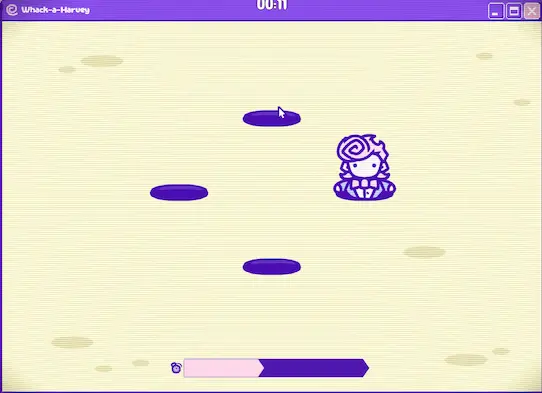 Whack-a-Harvey mini-game screen